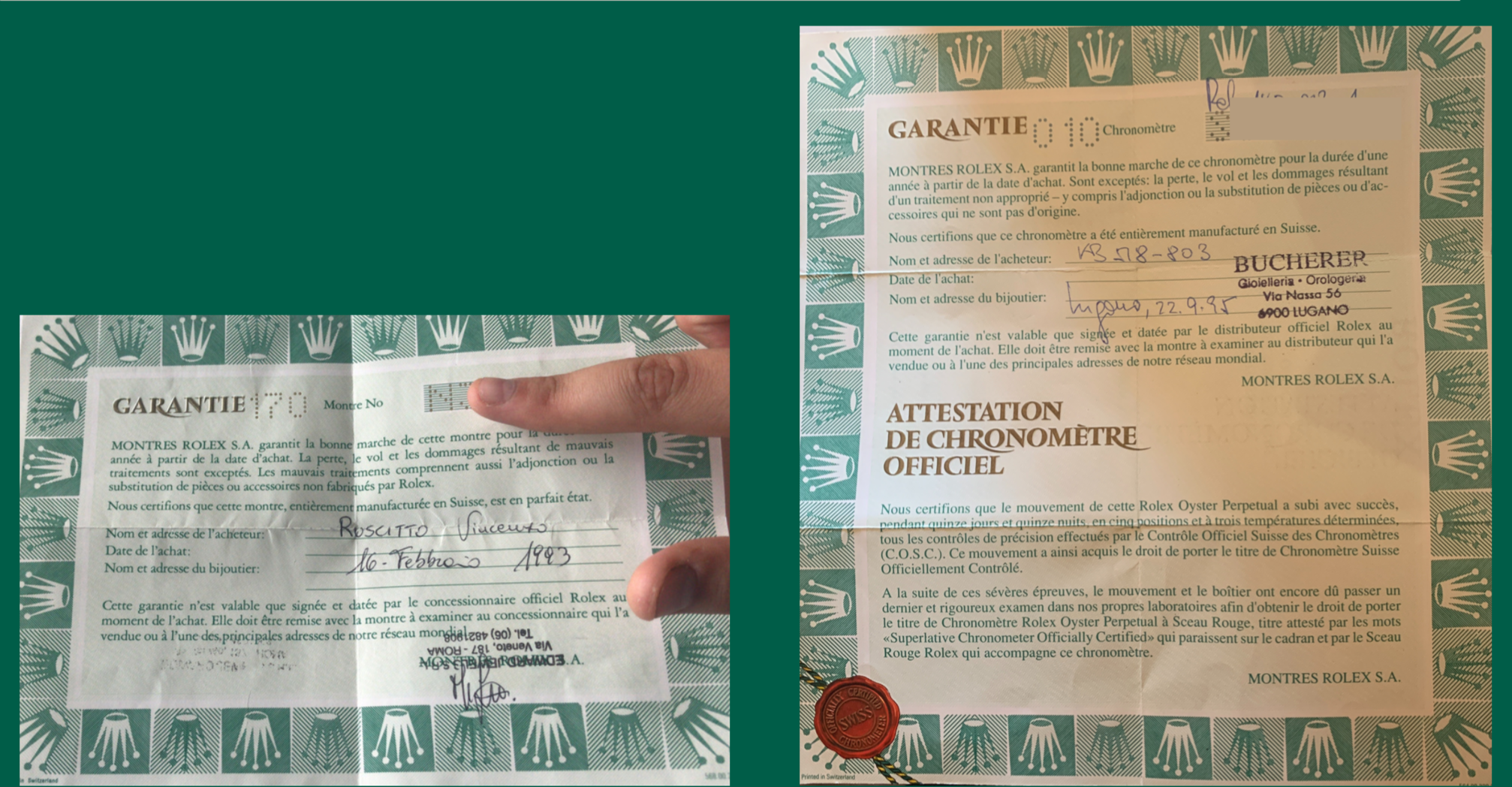 Garanzia Rolex grande vs piccola